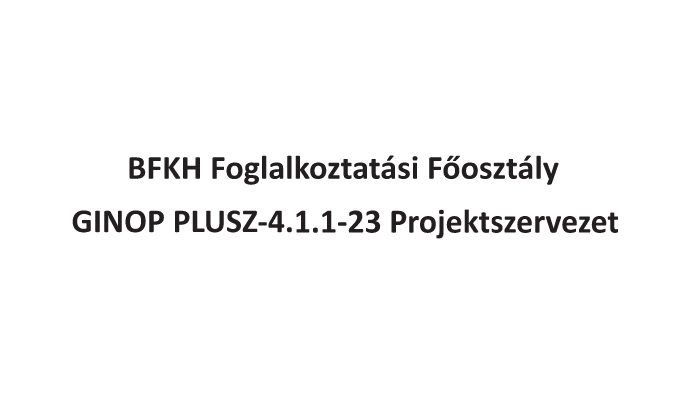 BFKH Foglalkoztatási Főosztály GINOP PLUSZ-4.1.1-23 Projektszervezet